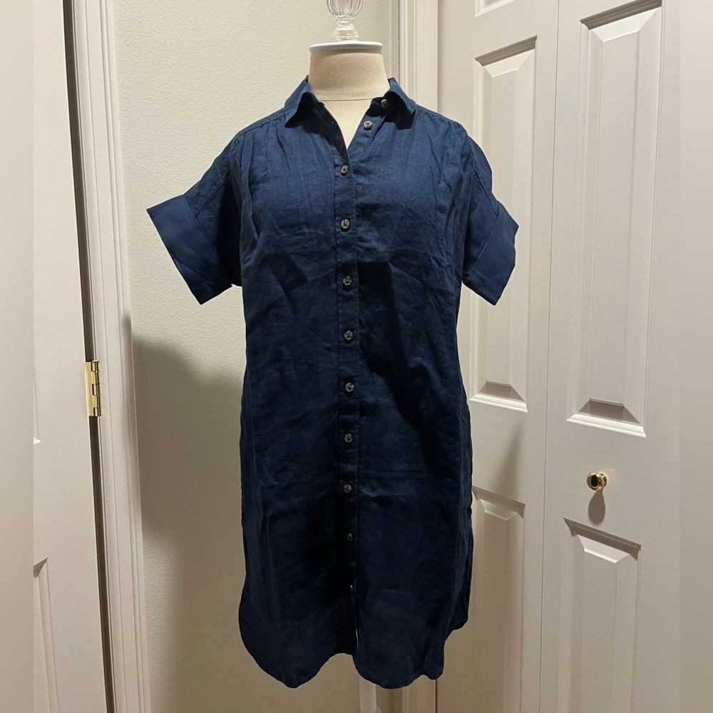 J. Crew Baird McNutt Irish Linen Relaxed Button-Down Shirt Dress